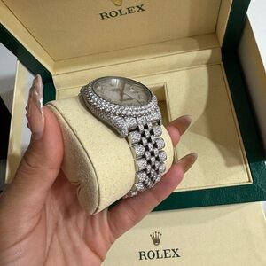 Rolex Women's Silver and Diamond Watch